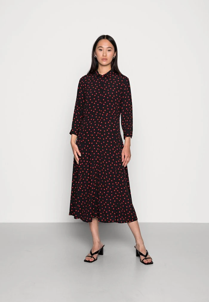 JDY MUNTE ABOVE CALF DRESS - Robe Chemise - Black High Risk Red Polka Dot 3 JDY MUNTE ABOVE CALF DRESS - Robe Chemise - Black High Risk Red Polka Dot