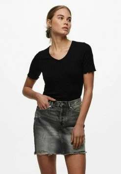 JDY V NECK - T-shirt Imprimé - Black