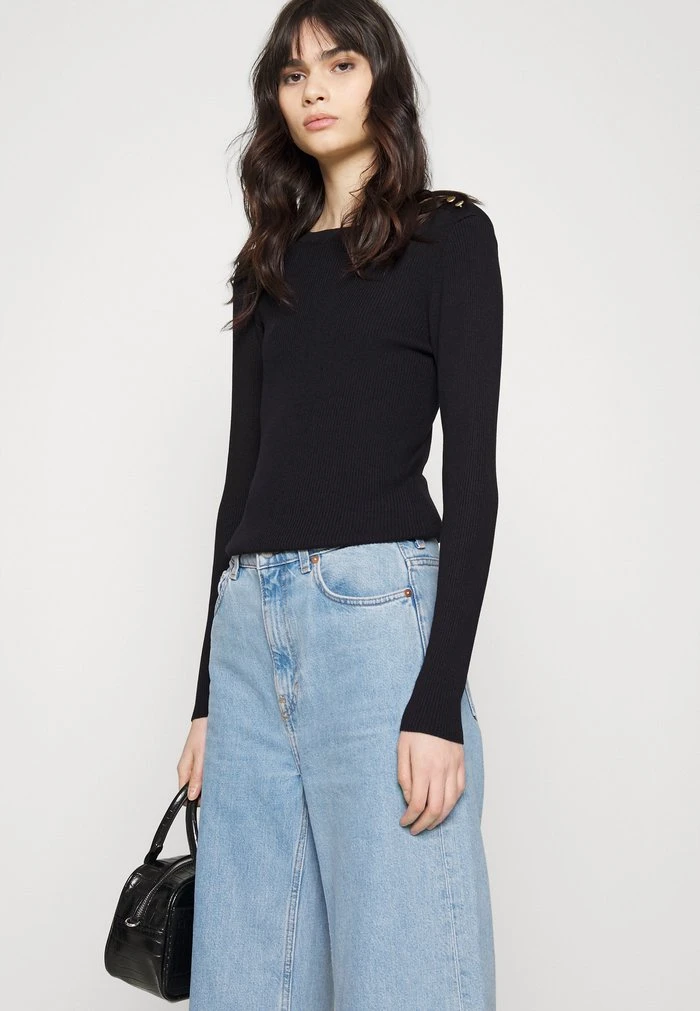 JDYPLUM O NECK BUTTON - Pullover - Black 6 JDYPLUM O NECK BUTTON - Pullover - Black – Image 4