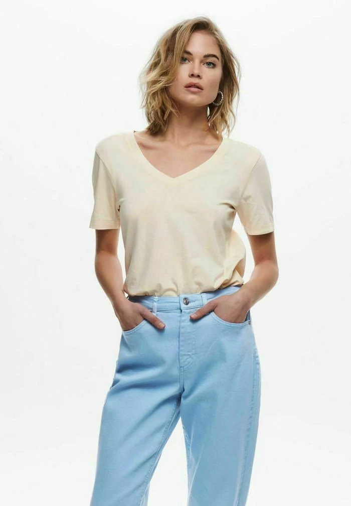 JDYFAROCK LIFE V NECK - T-shirt Basique - Oatmeal 3 JDYFAROCK LIFE V NECK - T-shirt Basique - Oatmeal