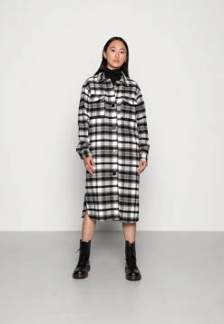 JDY UMALA LONG CHECK JACKET - Manteau Classique - Black