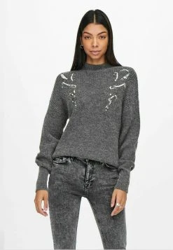 JDY HOCHGESCHLOSSENER - Pullover - Dark Grey Melange
