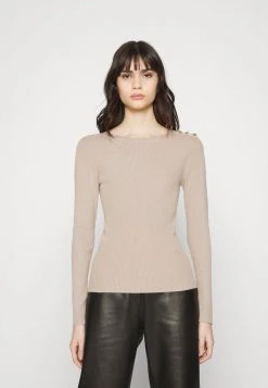 JDYPLUM O NECK BUTTON - Pullover - Simply Taupe