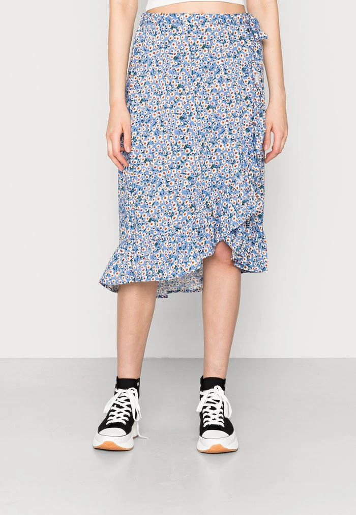 JDYSTARR LIFE BELOW KNEE SKIRT - Jupe Trapèze - Blue/kamille 3 JDYSTARR LIFE BELOW KNEE SKIRT - Jupe Trapèze - Blue/kamille