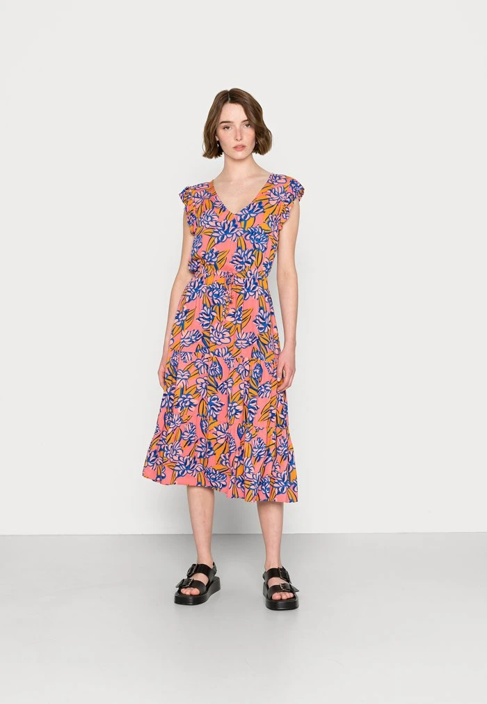 JDYSTARR LIFE FRILL MIDI DRESS - Robe De Jour - Peach Blossom Cadium Yellow 3 JDYSTARR LIFE FRILL MIDI DRESS - Robe De Jour - Peach Blossom Cadium Yellow