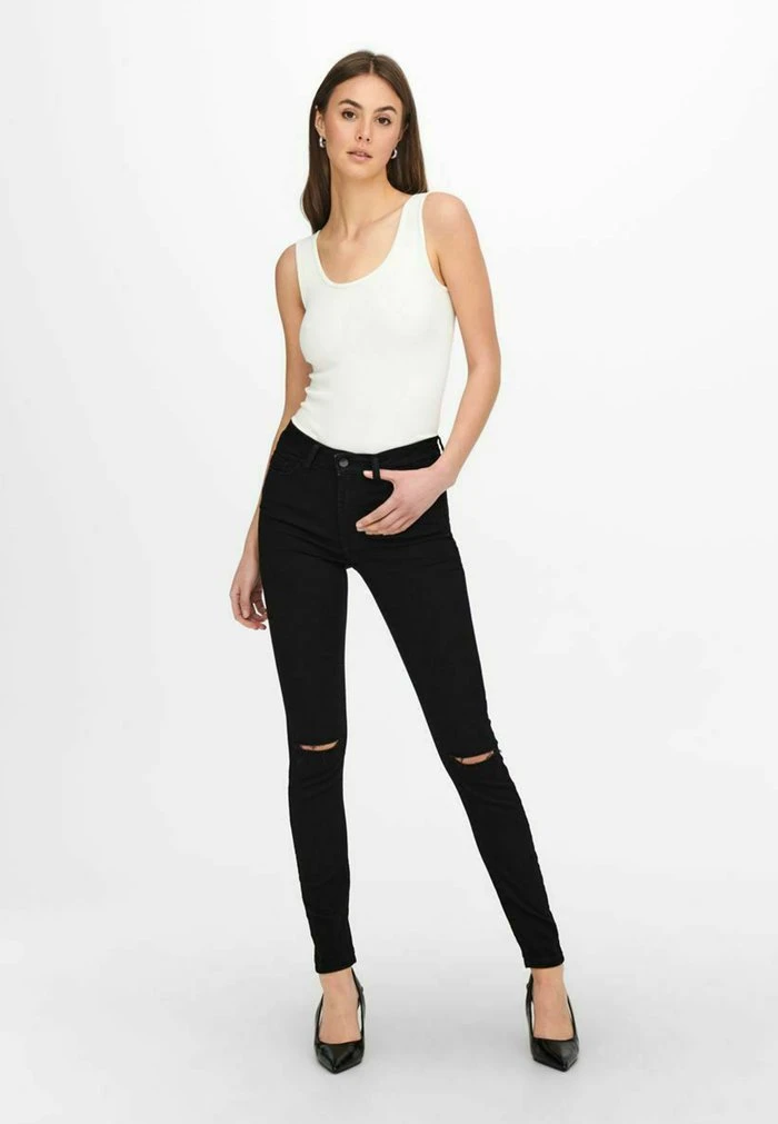 JDY HIGH WAIST KNEE-CUT - Jeans Skinny - Black Denim 4 JDY HIGH WAIST KNEE-CUT - Jeans Skinny - Black Denim – Image 2
