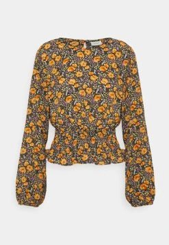 JDYDREW LIFE WAIST SMOCK - T-shirt à Manches Longues - Black/tangerine/mauve