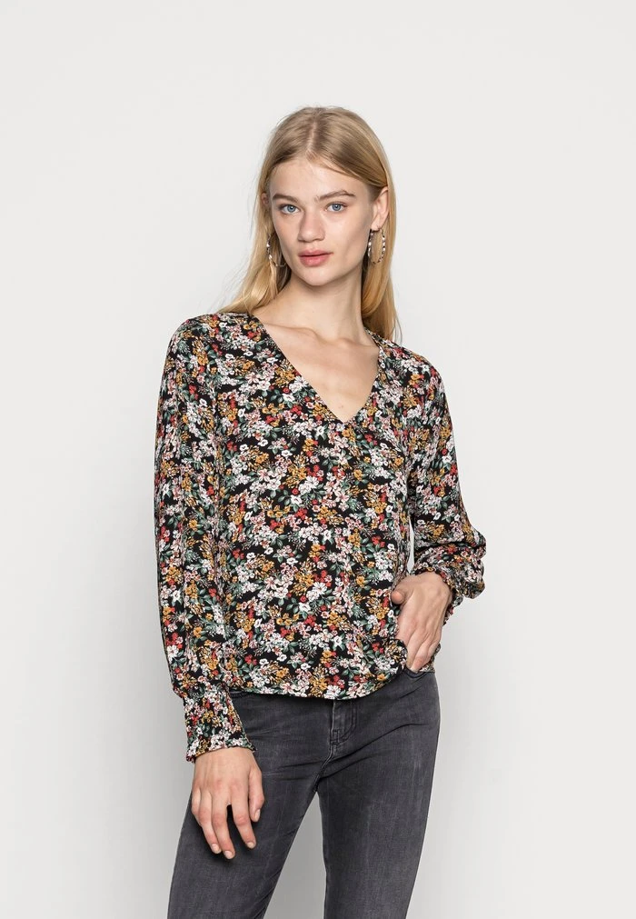 JDYPIPER V NECK - Blouse - Black/multi-coloured 3 JDYPIPER V NECK - Blouse - Black/multi-coloured