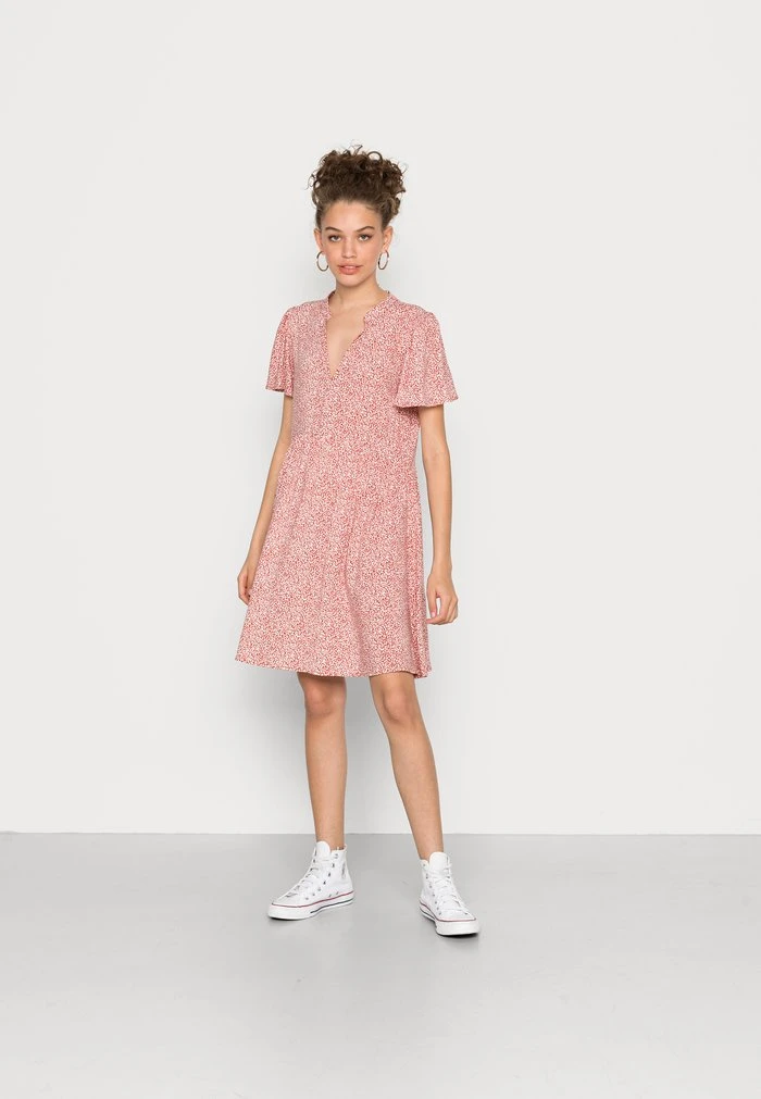 JDYSTARR LIFE V NECK DRESS - Robe De Jour - Etruscan Red/cloud Dancer 3 JDYSTARR LIFE V NECK DRESS - Robe De Jour - Etruscan Red/cloud Dancer