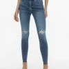 SKINNY FIT JEANS JDYFENJA LIFE RW DESTROYED - Jeans Skinny - Medium Blue Denim
