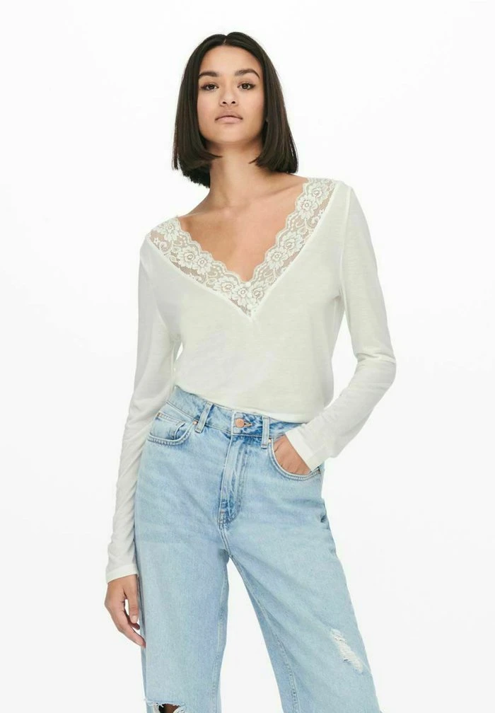 JDY T-shirt à Manches Longues - Cloud Dancer 3 JDY T-shirt à Manches Longues - Cloud Dancer