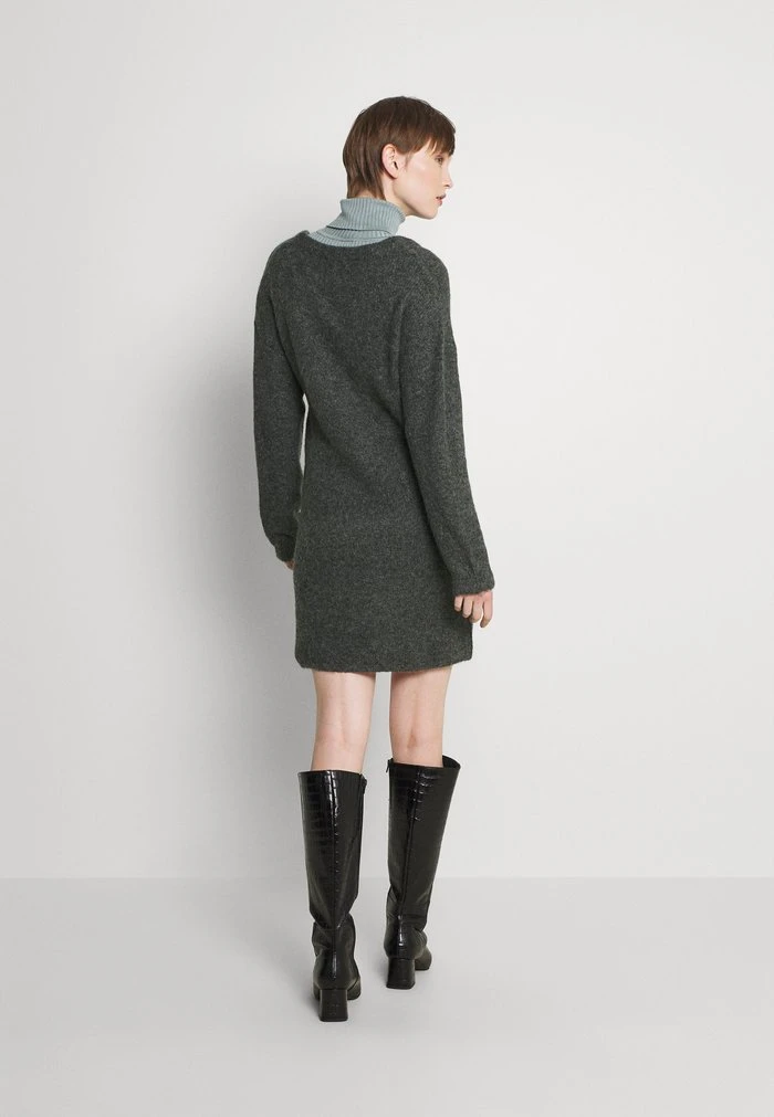 JDYPHILINA V NECK DRESS - Robe Pull - Dark Grey Melange 5 JDYPHILINA V NECK DRESS - Robe Pull - Dark Grey Melange – Image 3